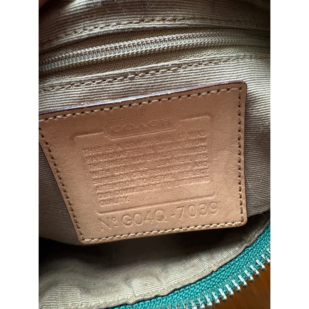 Coach Demi Baguette Signature Monogram Suede Stripe Brown Green Red 7039 Vintage - Picture 2 of 9